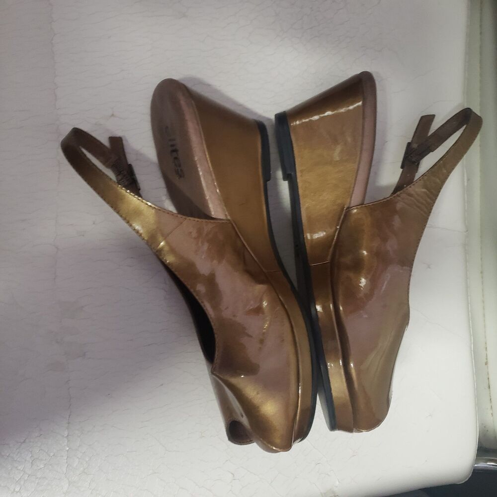 Elites by Walking Cradles Copper Women's Open toe wedge Sz 7.5 W VVV - Picture 2 of 6